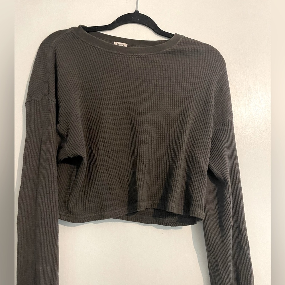 Garage waffle knit long sleeve top